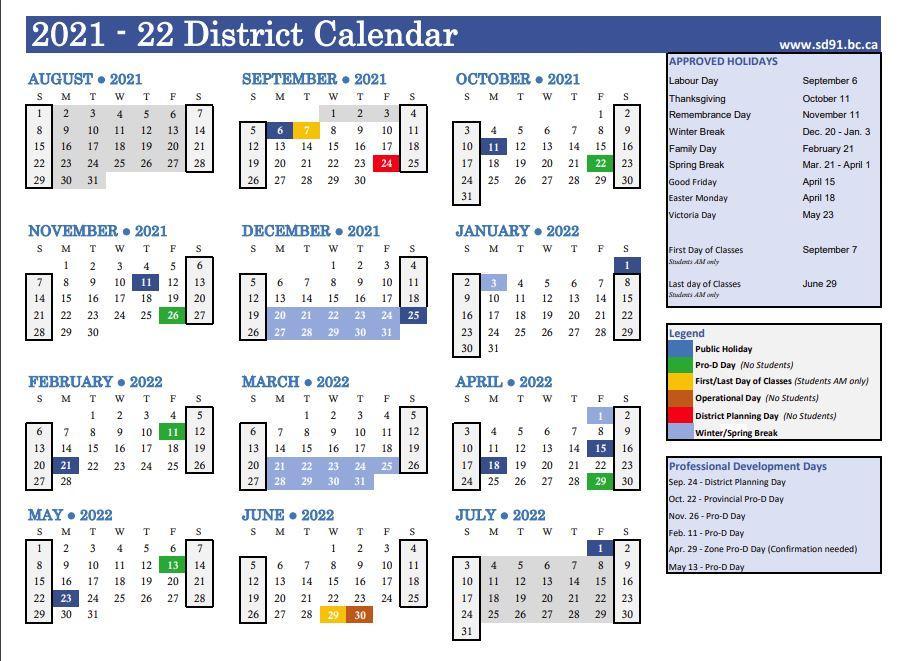 School Year Calendars